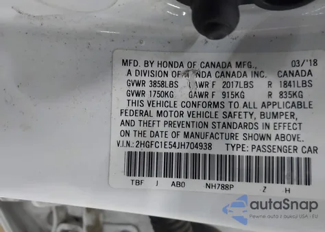 2018 Honda Civic Si from USA, damaged, VIN 2HGFC1E54JH704938